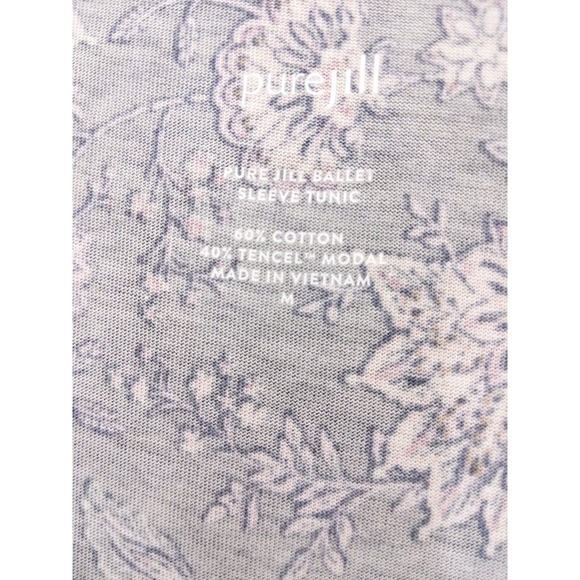 Pure Jill Ballet Sleeve Tunic Floral Print Cotton Blend Womens M - Picture 7 of 8